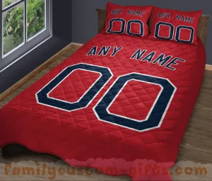 Custom Quilt Sets Boston Jersey Personalized Baseball Premium Quilt Bedding for Boys Girls Men Women