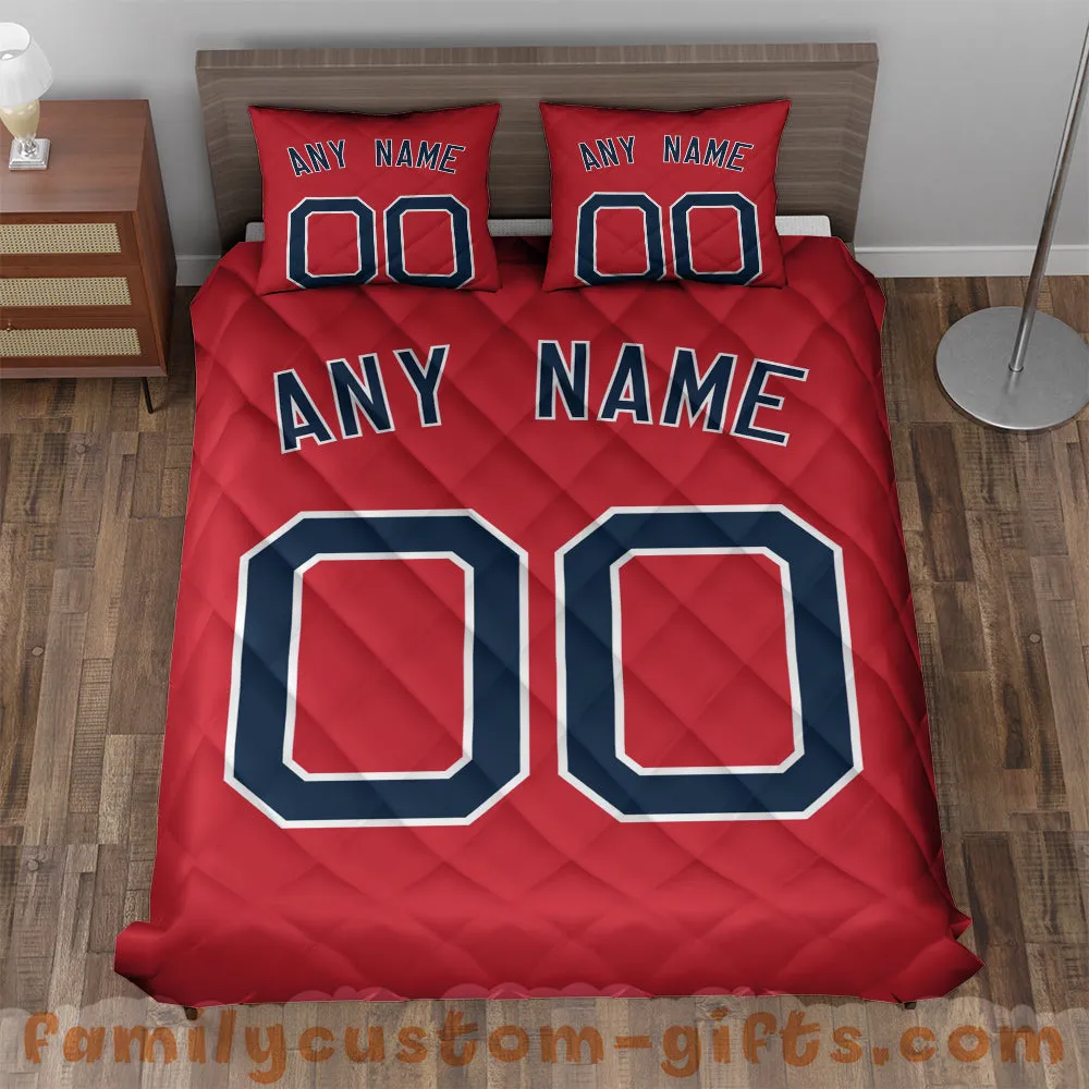 Custom Quilt Sets Boston Jersey Personalized Baseball Premium Quilt Bedding for Boys Girls Men Women