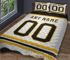 Custom Quilt Sets Boston Jersey Personalized Ice hockey Premium Quilt Bedding for Boys Girls Men Women