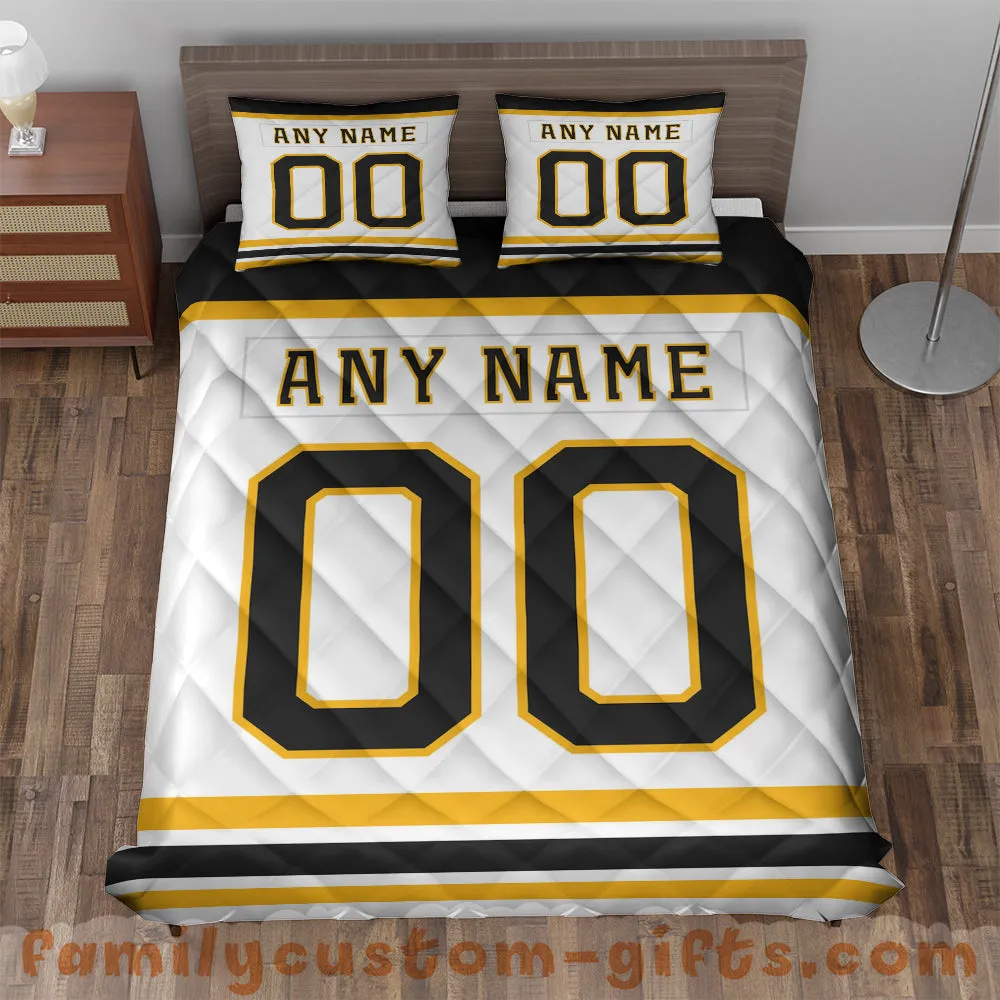 Custom Quilt Sets Boston Jersey Personalized Ice hockey Premium Quilt Bedding for Boys Girls Men Women