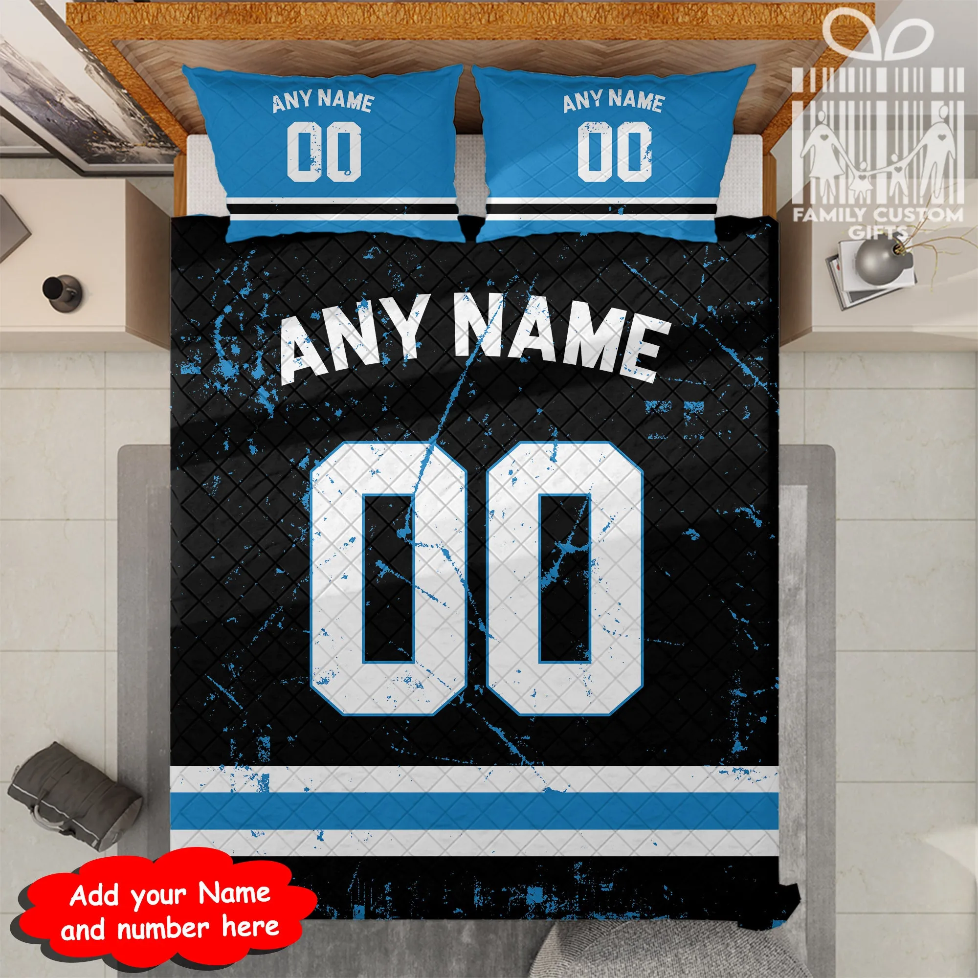 Custom Quilt Sets Carolina Jersey Personalized Football Premium Quilt Bedding for Men Women