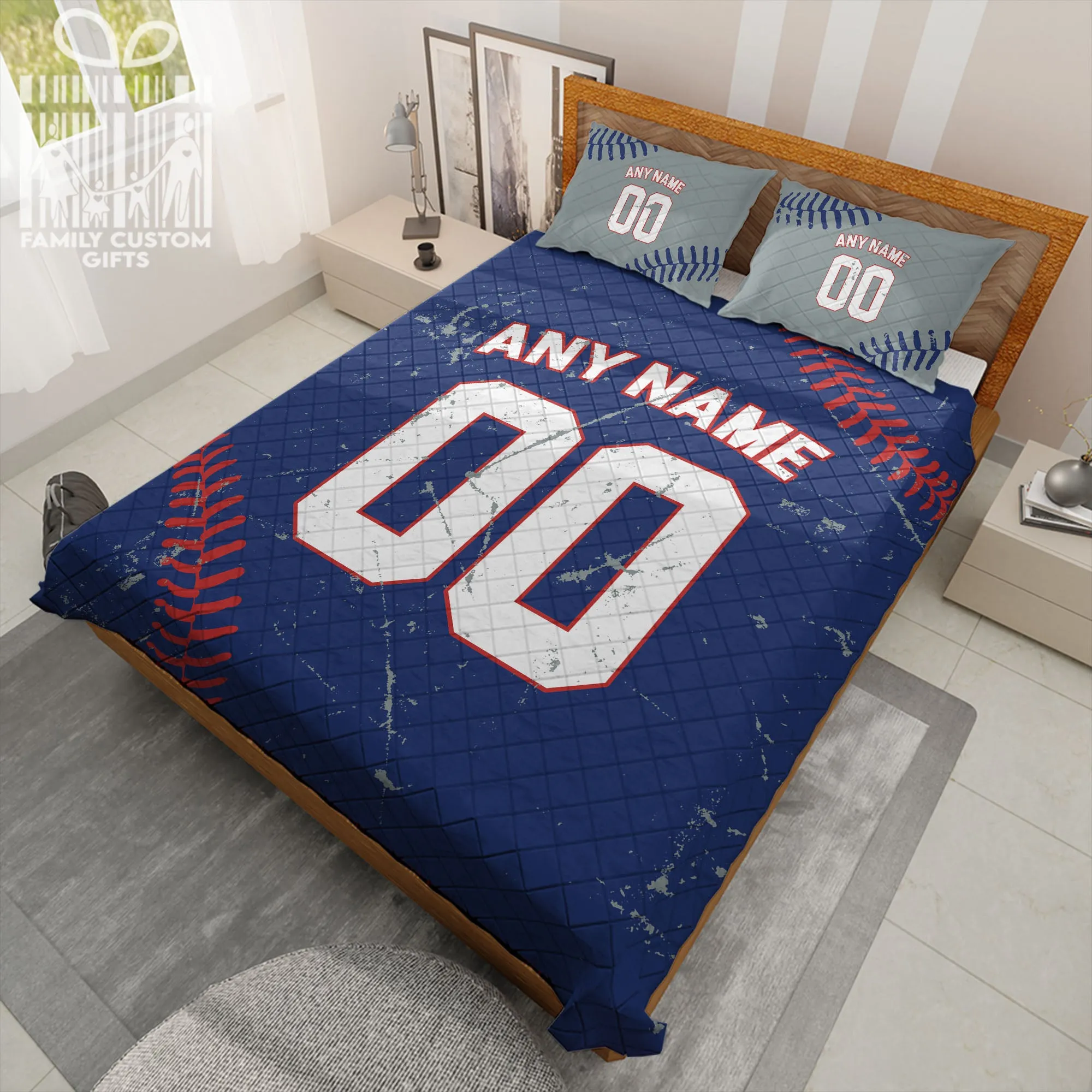 Custom Quilt Sets Chicago Jersey Personalized Baseball Premium Quilt Bedding for Men Women