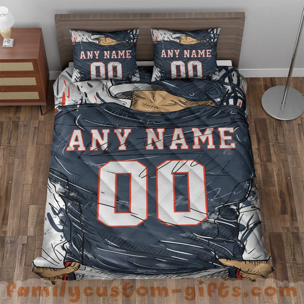 Custom Quilt Sets Chicago Jersey Personalized Football Premium Quilt Bedding for Boys Girls Men Women