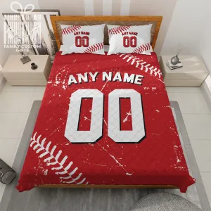 Custom Quilt Sets Cincinnati Jersey Personalized Baseball Premium Quilt Bedding for Men Women