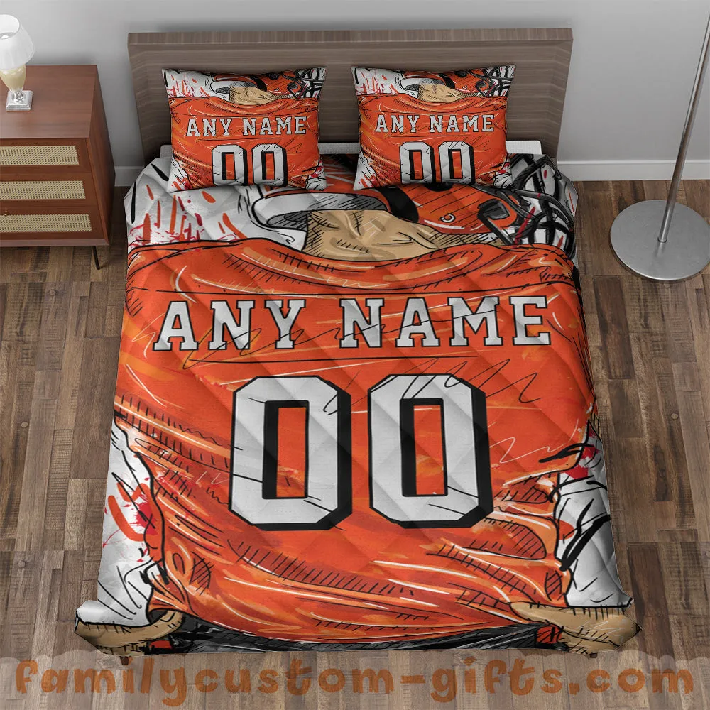 Custom Quilt Sets Cincinnati Jersey Personalized Football Premium Quilt Bedding for Men Women