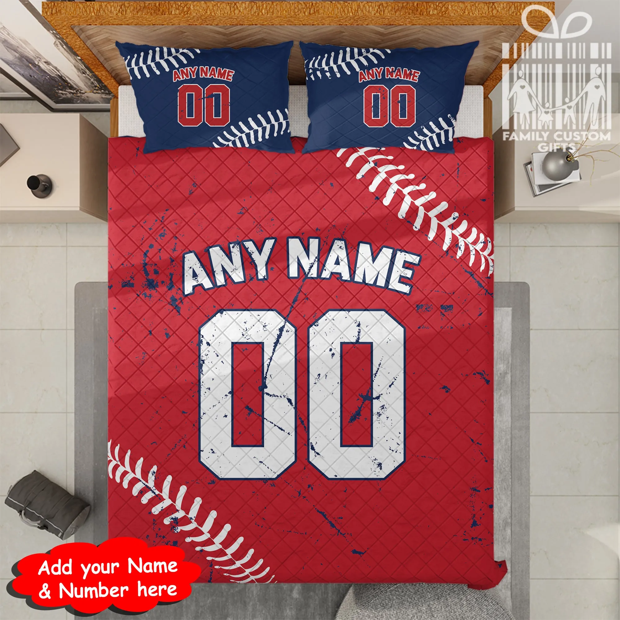 Custom Quilt Sets Cleveland Jersey Personalized Baseball Premium Quilt Bedding for Men Women