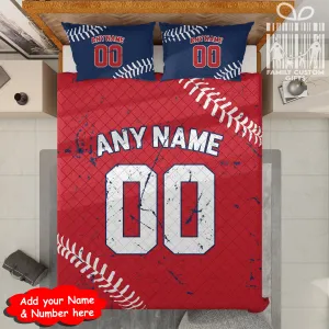 Custom Quilt Sets Cleveland Jersey Personalized Baseball Premium Quilt Bedding for Men Women