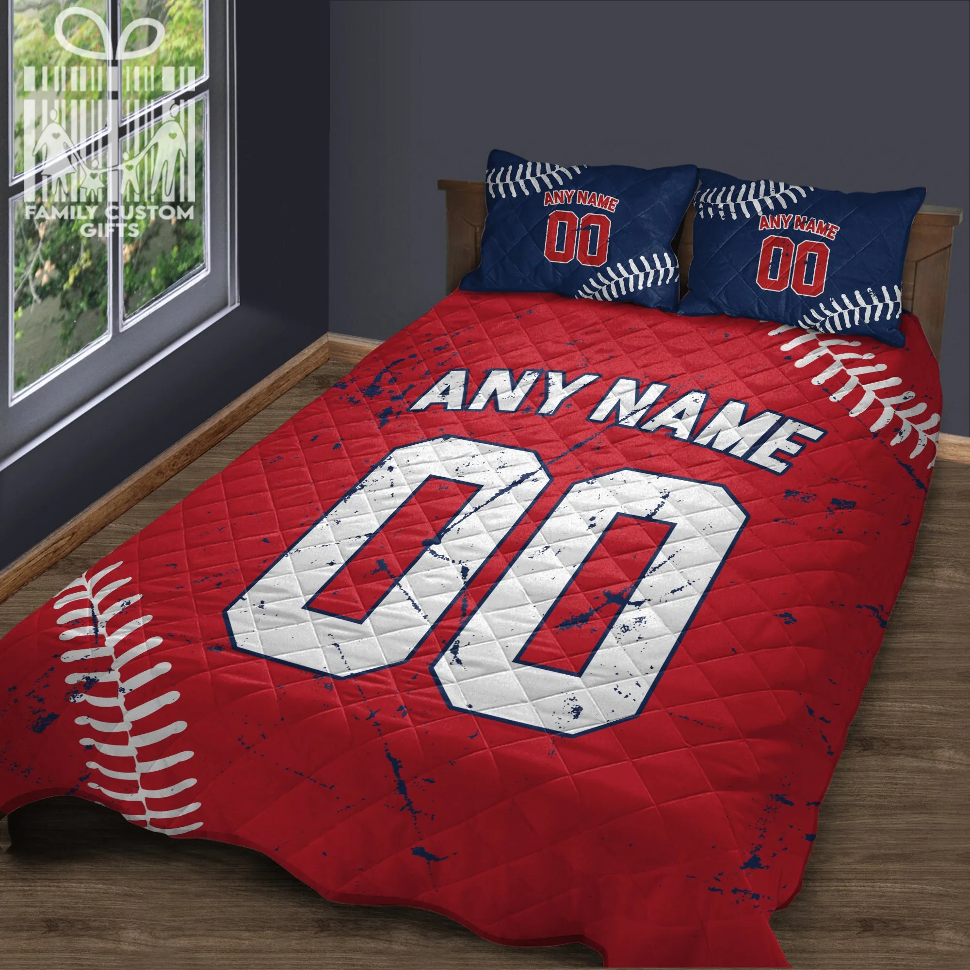 Custom Quilt Sets Cleveland Jersey Personalized Baseball Premium Quilt Bedding for Men Women