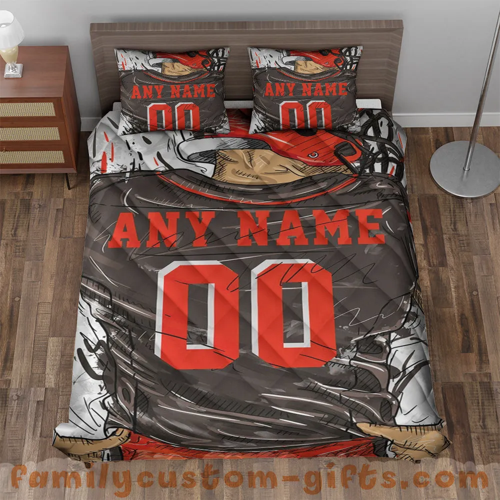 Custom Quilt Sets Cleveland Jersey Personalized Football Premium Quilt Bedding for Men Women