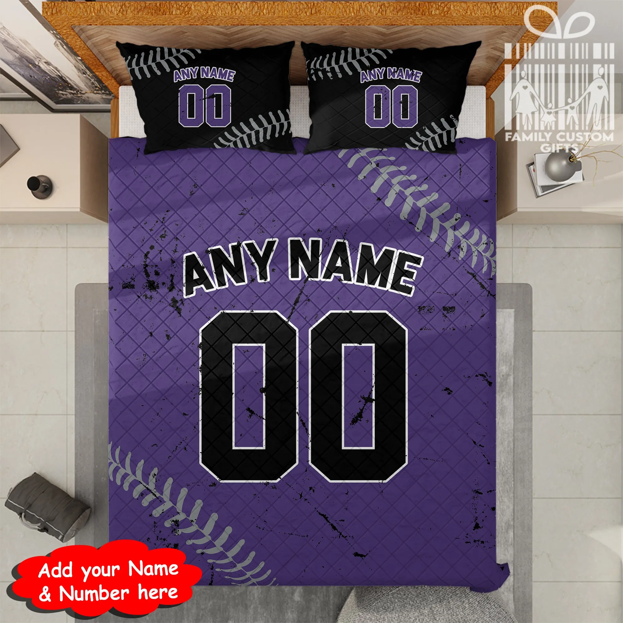 Custom Quilt Sets Colorado Jersey Personalized Baseball Premium Quilt Bedding for Men Women