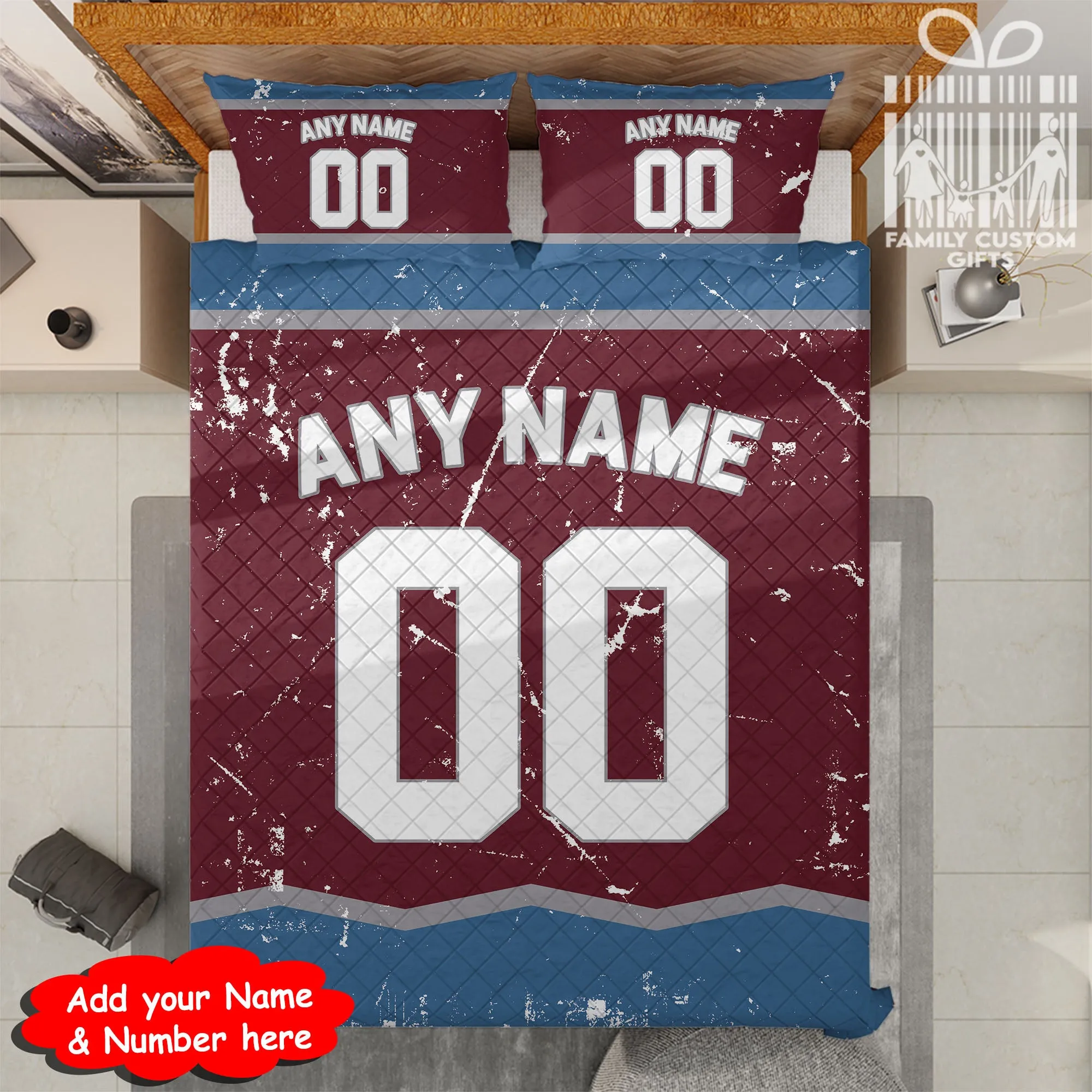 Custom Quilt Sets Colorado Jersey Personalized Ice hockey Premium Quilt Bedding for Men Women