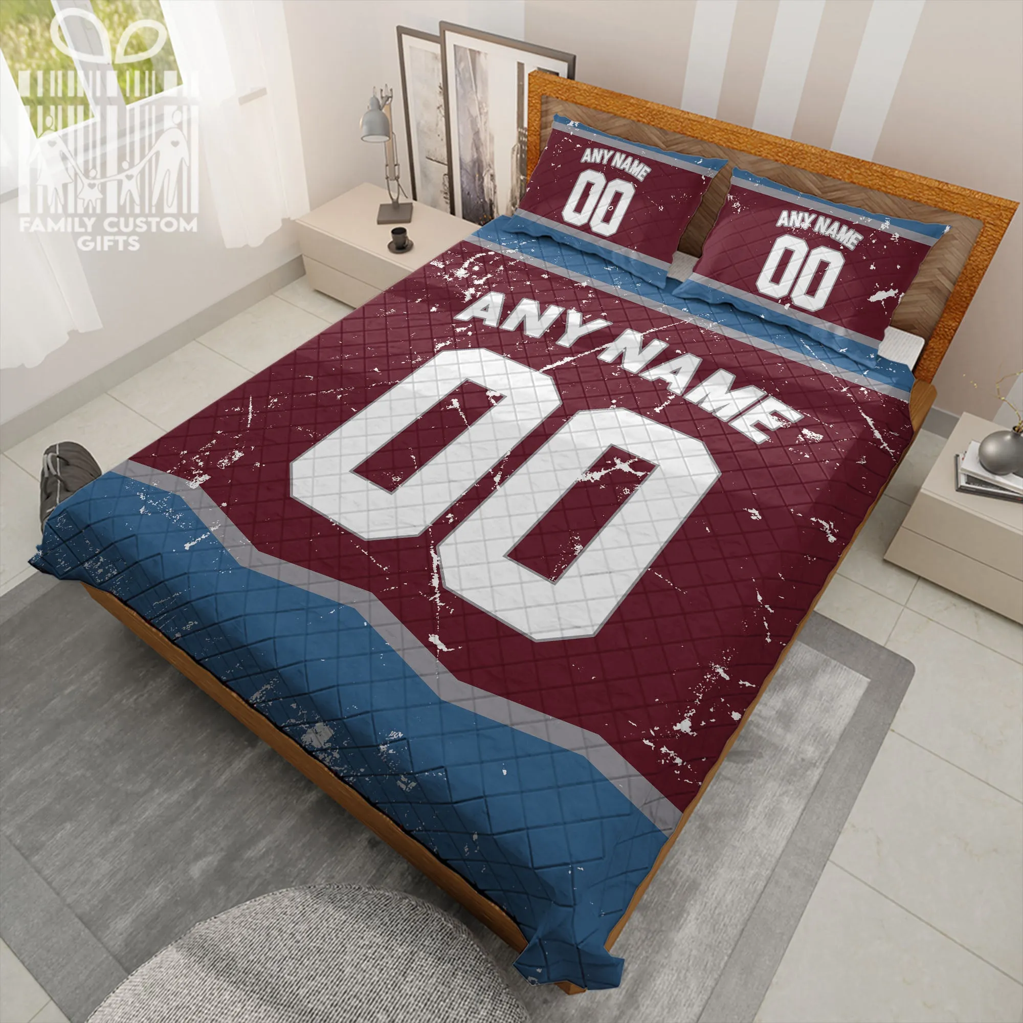 Custom Quilt Sets Colorado Jersey Personalized Ice hockey Premium Quilt Bedding for Men Women