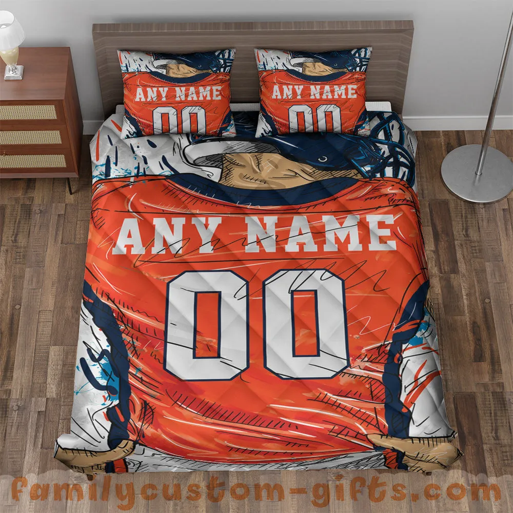 Custom Quilt Sets Denver Jersey Personalized Football Premium Quilt Bedding for Boys Girls Men Women