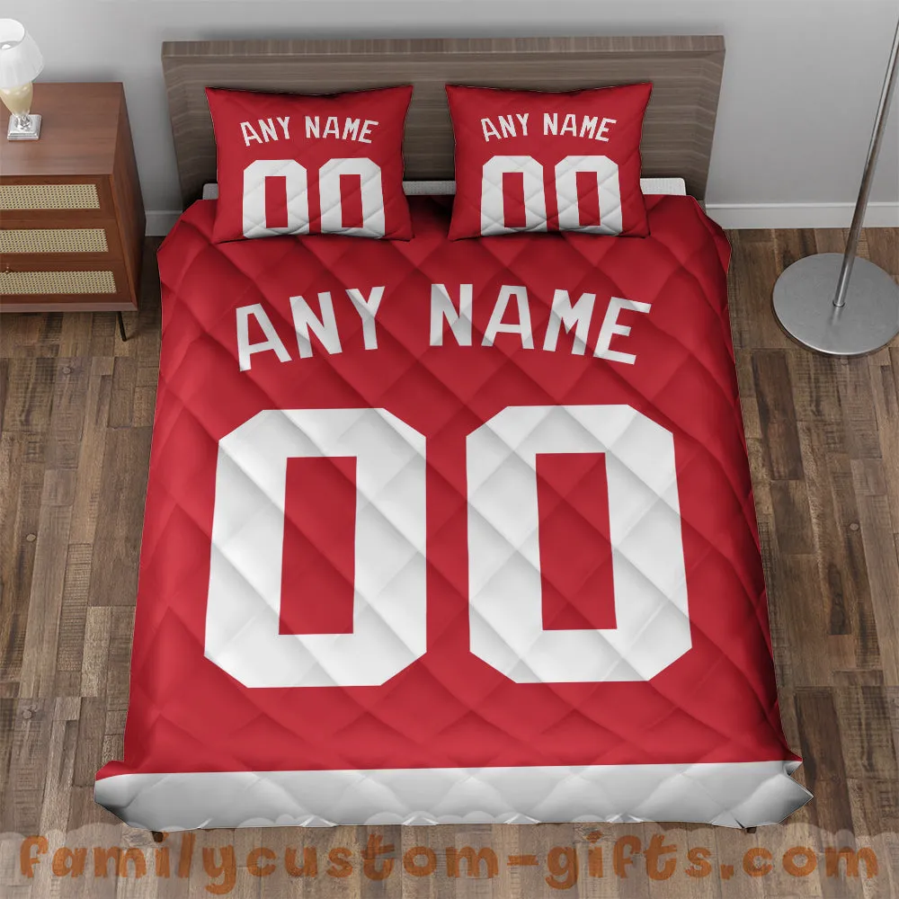 Custom Quilt Sets Detroit Jersey Personalized Ice hockey Premium Quilt Bedding for Men Women