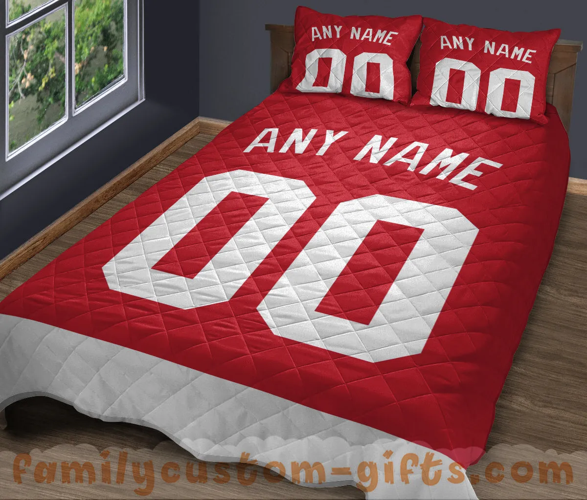 Custom Quilt Sets Detroit Jersey Personalized Ice hockey Premium Quilt Bedding for Men Women