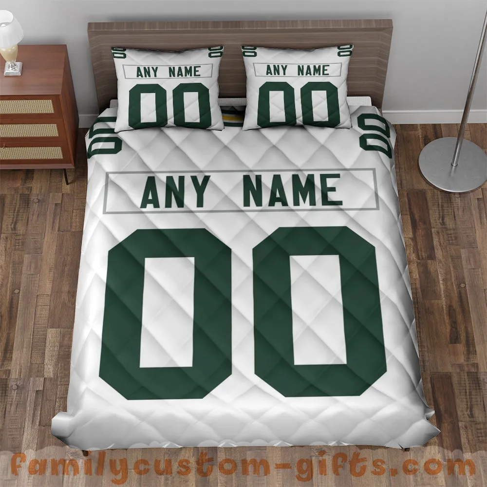 Custom Quilt Sets Green Bay Jersey Personalized Football Premium Quilt Bedding for Men Women