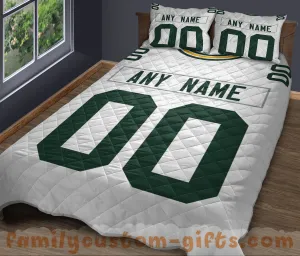 Custom Quilt Sets Green Bay Jersey Personalized Football Premium Quilt Bedding for Men Women