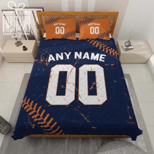 Custom Quilt Sets Houston Jersey Personalized Baseball Premium Quilt Bedding for Men Women
