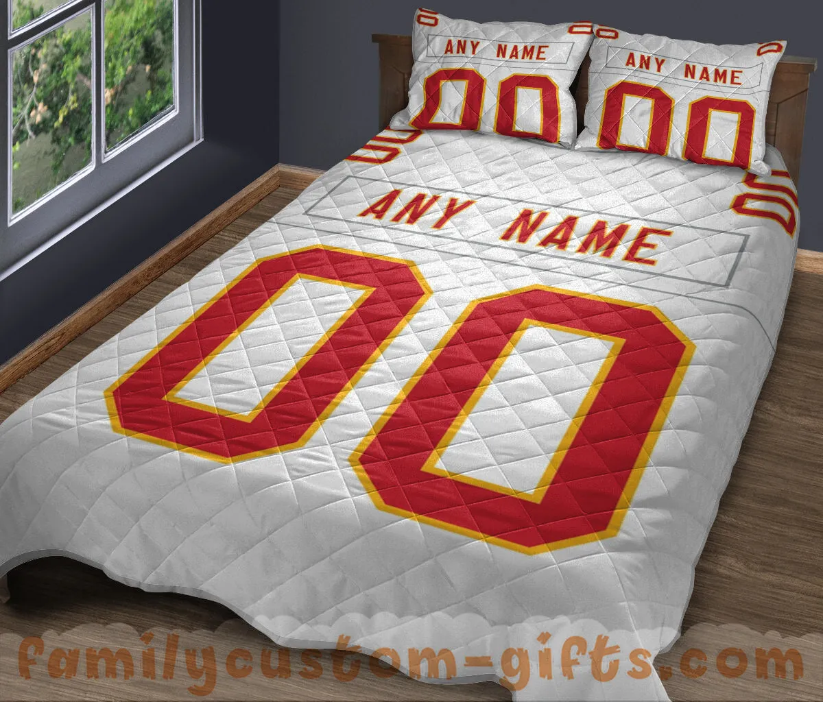 Custom Quilt Sets Kansas City Jersey Personalized Football Premium Quilt Bedding for Men Women