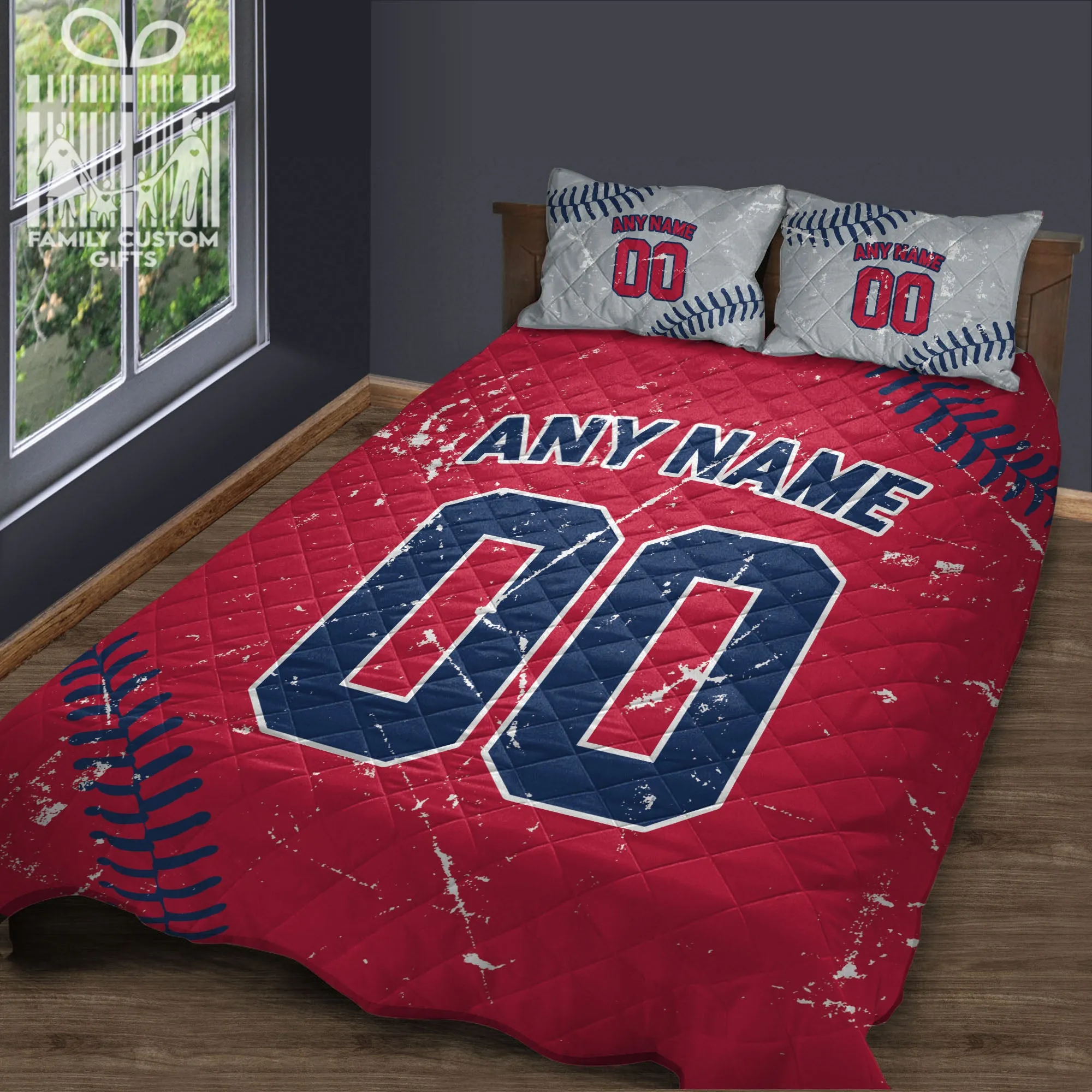 Custom Quilt Sets Los Angeles Jersey Personalized Baseball Premium Quilt Bedding for Men Women