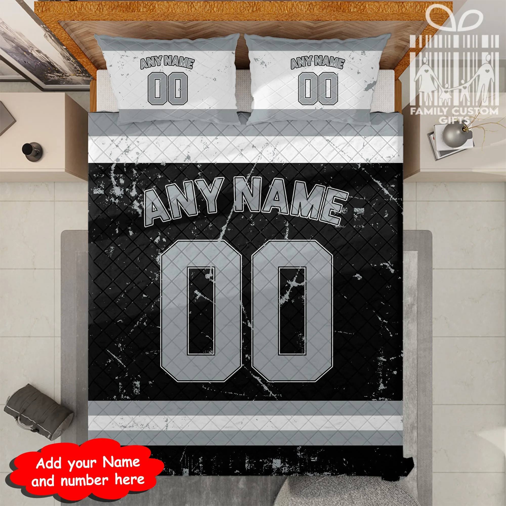 Custom Quilt Sets Los Angeles Jersey Personalized Ice hockey Premium Quilt Bedding for Men Women