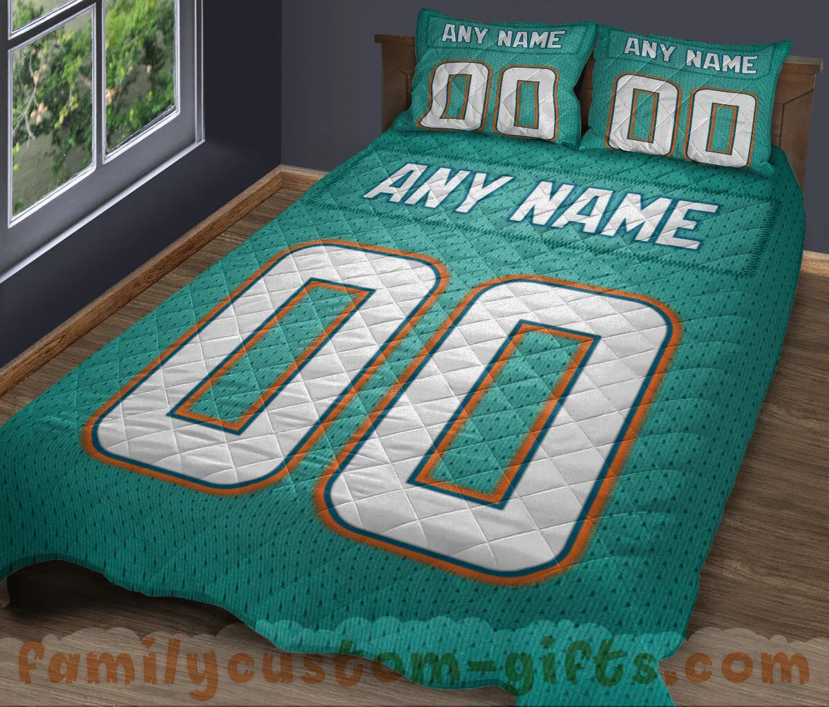 Custom Quilt Sets Miami Jersey Personalized Football Premium Quilt Bedding for Boys Girls Men Women