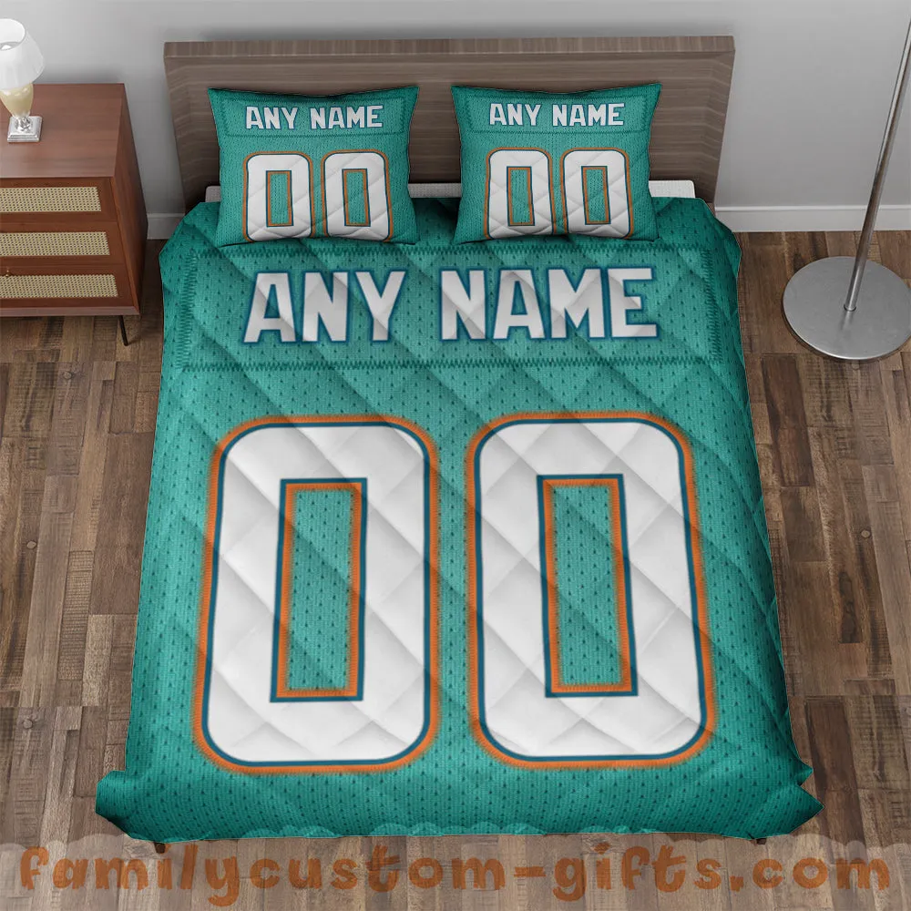 Custom Quilt Sets Miami Jersey Personalized Football Premium Quilt Bedding for Boys Girls Men Women
