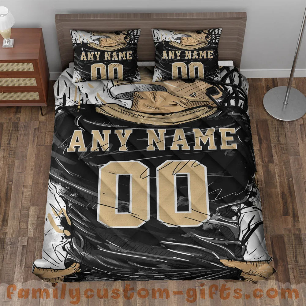 Custom Quilt Sets New Orleans Jersey Personalized Football Premium Quilt Bedding for Men Women