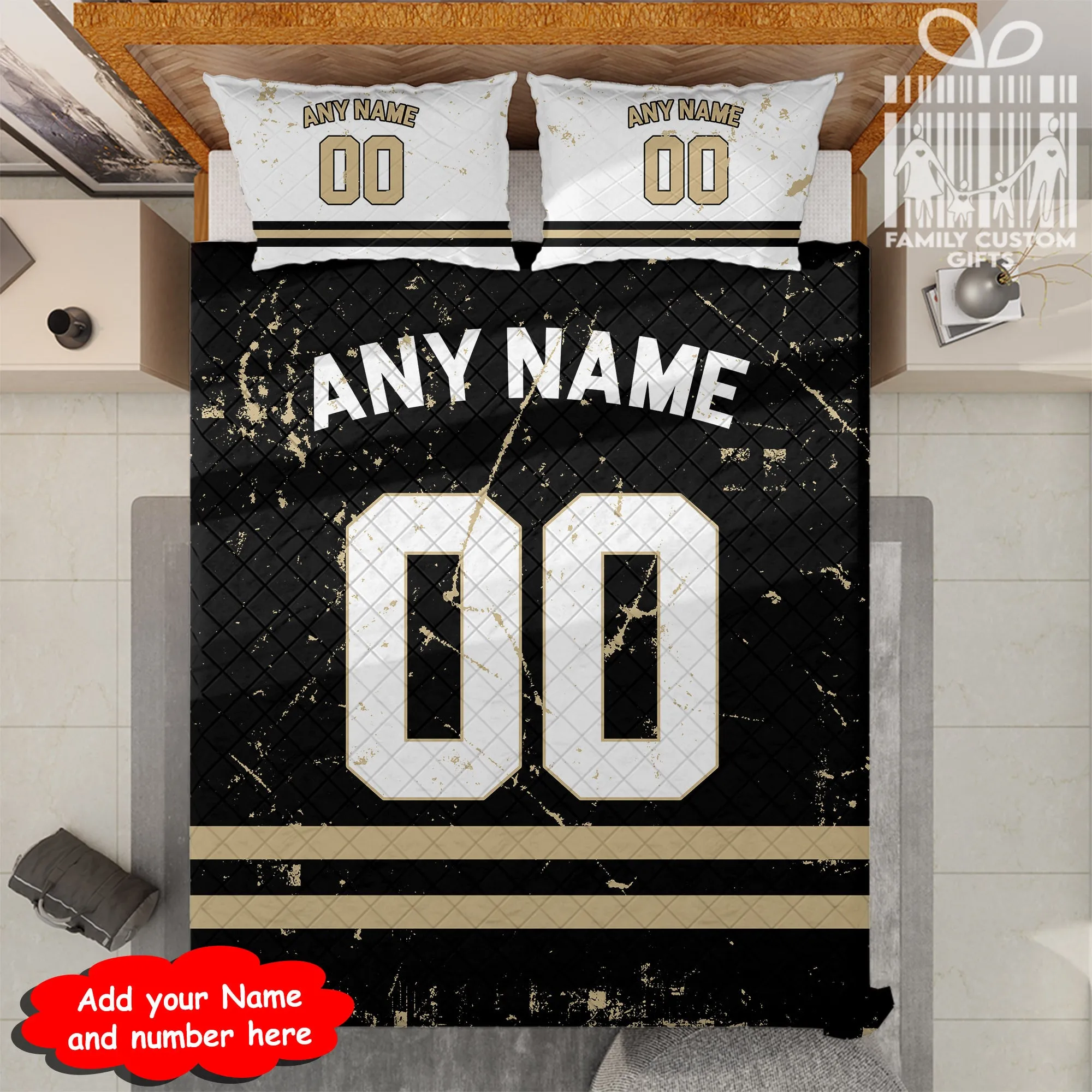 Custom Quilt Sets New Orleans Jersey Personalized Football Premium Quilt Bedding for Men Women