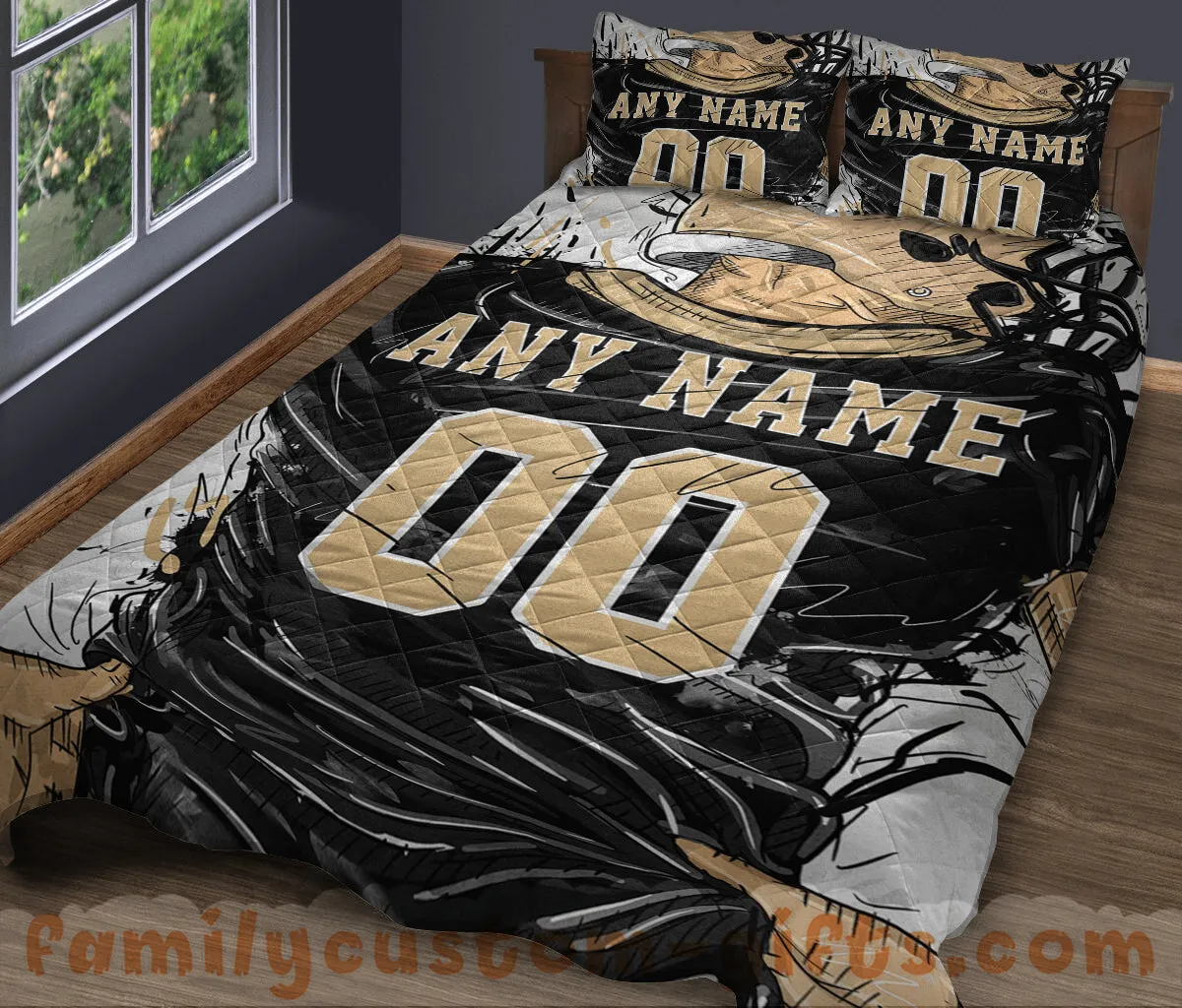 Custom Quilt Sets New Orleans Jersey Personalized Football Premium Quilt Bedding for Men Women