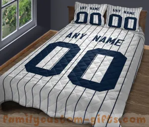 Custom Quilt Sets New York Jersey Personalized Baseball Premium Quilt Bedding for Men Women