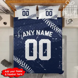 Custom Quilt Sets New York Jersey Personalized Baseball Premium Quilt Bedding for Men Women