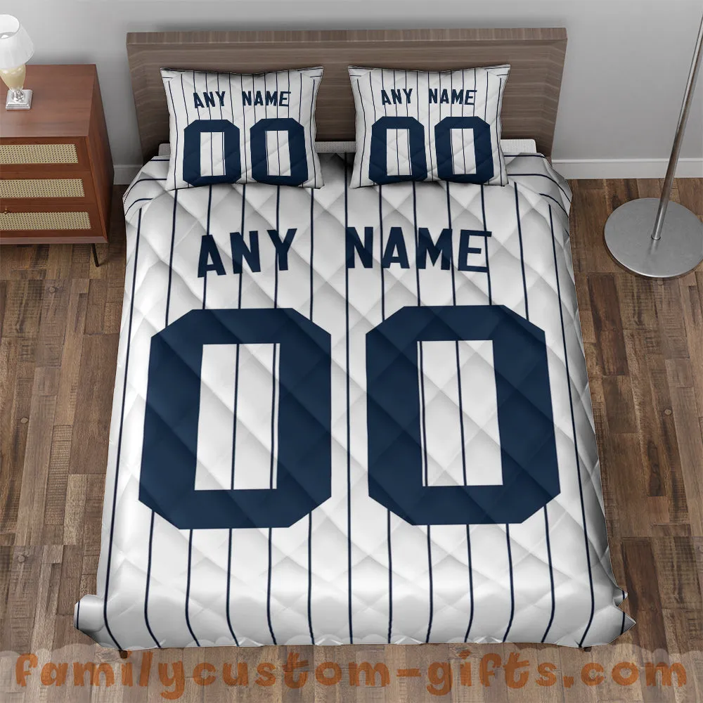 Custom Quilt Sets New York Jersey Personalized Baseball Premium Quilt Bedding for Men Women