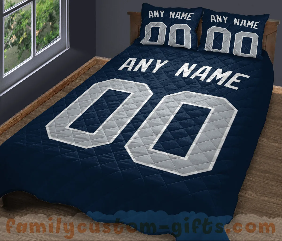 Custom Quilt Sets New York Jersey Personalized Baseball Premium Quilt Bedding for Men Women