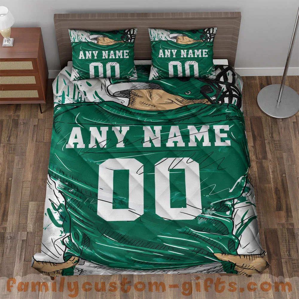 Custom Quilt Sets New York Jersey Personalized Football Premium Quilt Bedding for Boys Girls Men Women