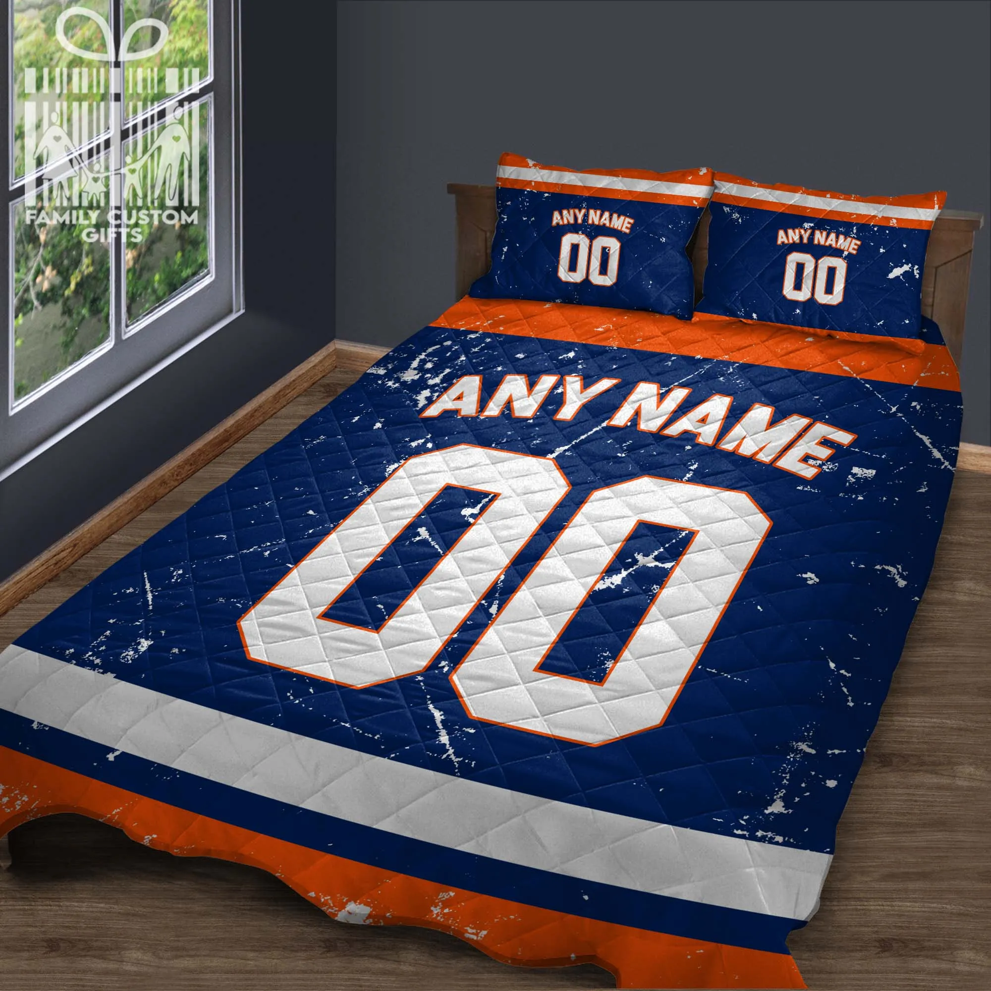Custom Quilt Sets New York Jersey Personalized Ice hockey Premium Quilt Bedding for Men Women