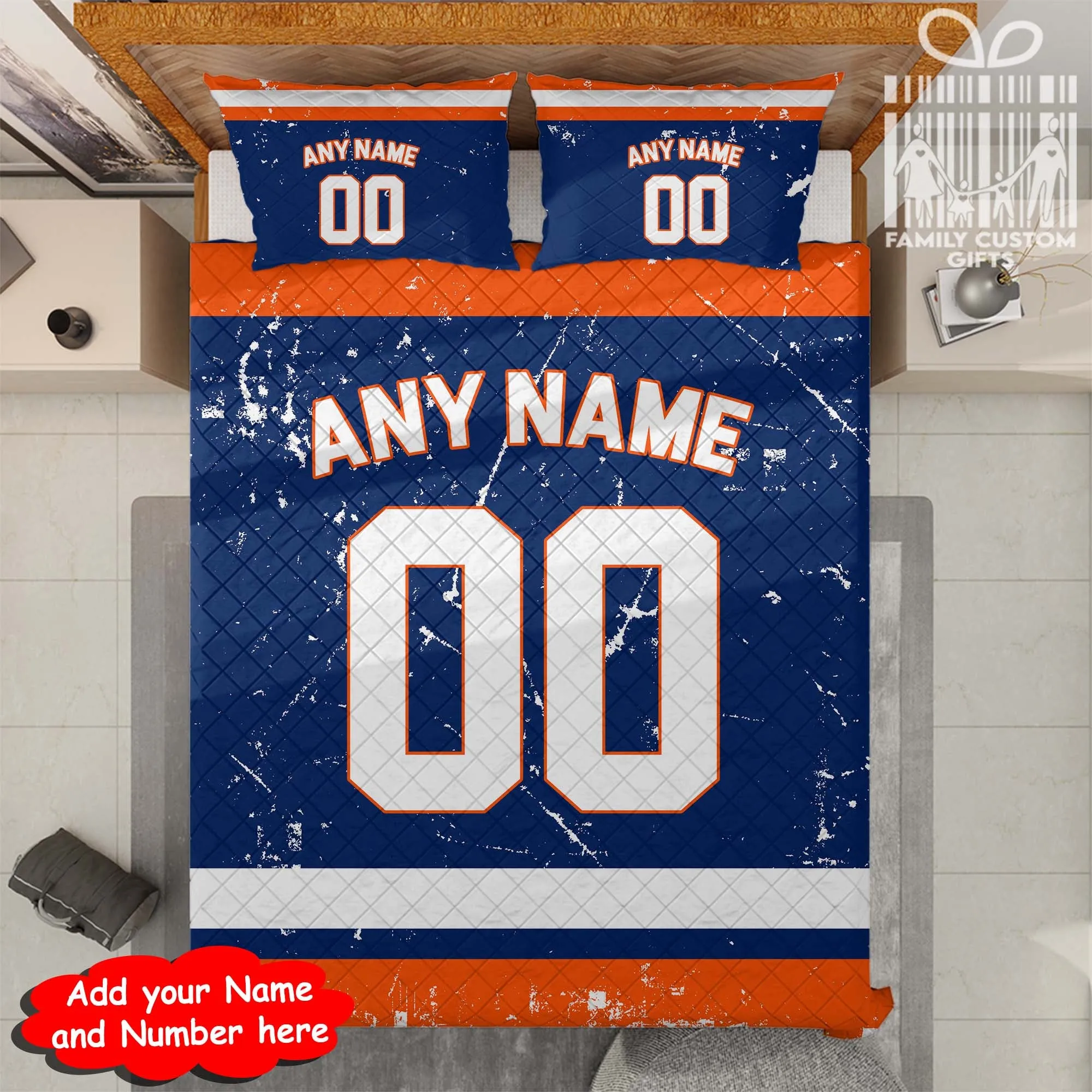 Custom Quilt Sets New York Jersey Personalized Ice hockey Premium Quilt Bedding for Men Women