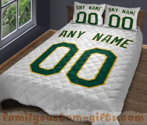 Custom Quilt Sets Oakland Jersey Personalized Baseball Premium Quilt Bedding for Men Women