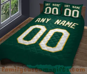 Custom Quilt Sets Oakland Jersey Personalized Baseball Premium Quilt Bedding for Men Women
