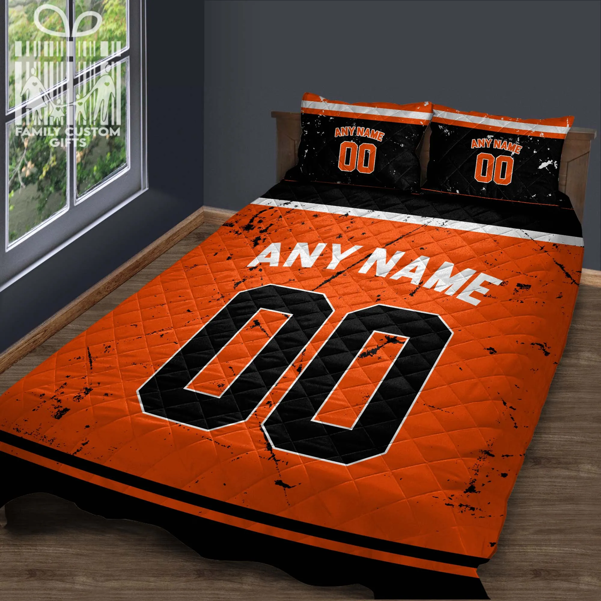 Custom Quilt Sets Philadelphia Jersey Personalized Ice hockey Premium Quilt Bedding for Men Women