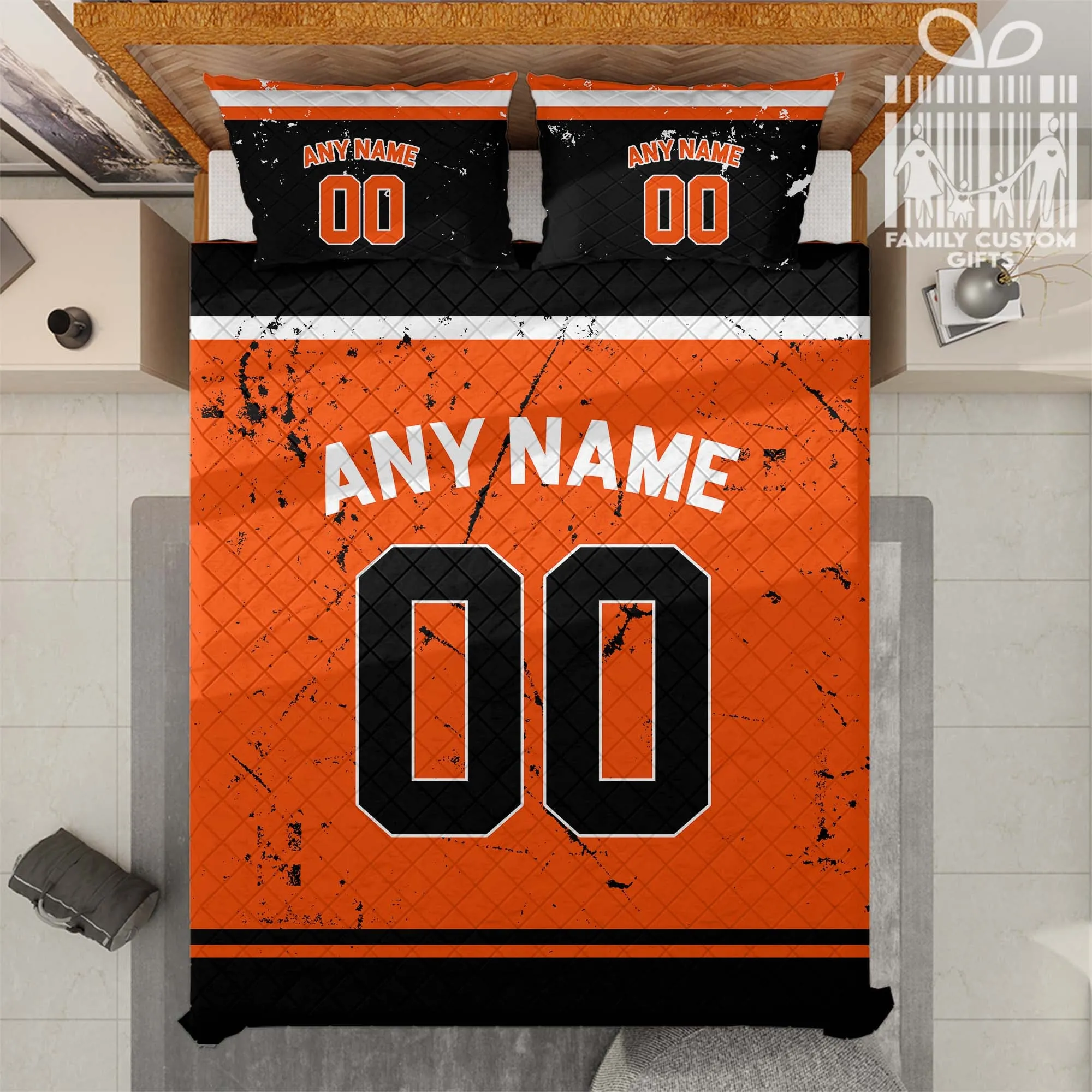 Custom Quilt Sets Philadelphia Jersey Personalized Ice hockey Premium Quilt Bedding for Men Women