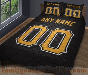 Custom Quilt Sets Pittsburgh Jersey Personalized Baseball Premium Quilt Bedding for Men Women