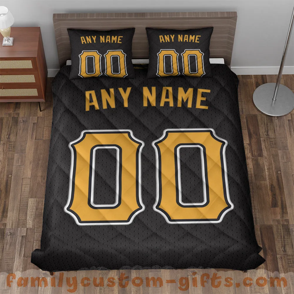 Custom Quilt Sets Pittsburgh Jersey Personalized Baseball Premium Quilt Bedding for Men Women