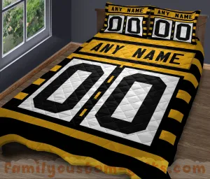 Custom Quilt Sets Pittsburgh Jersey Personalized Football Premium Quilt Bedding for Men Women