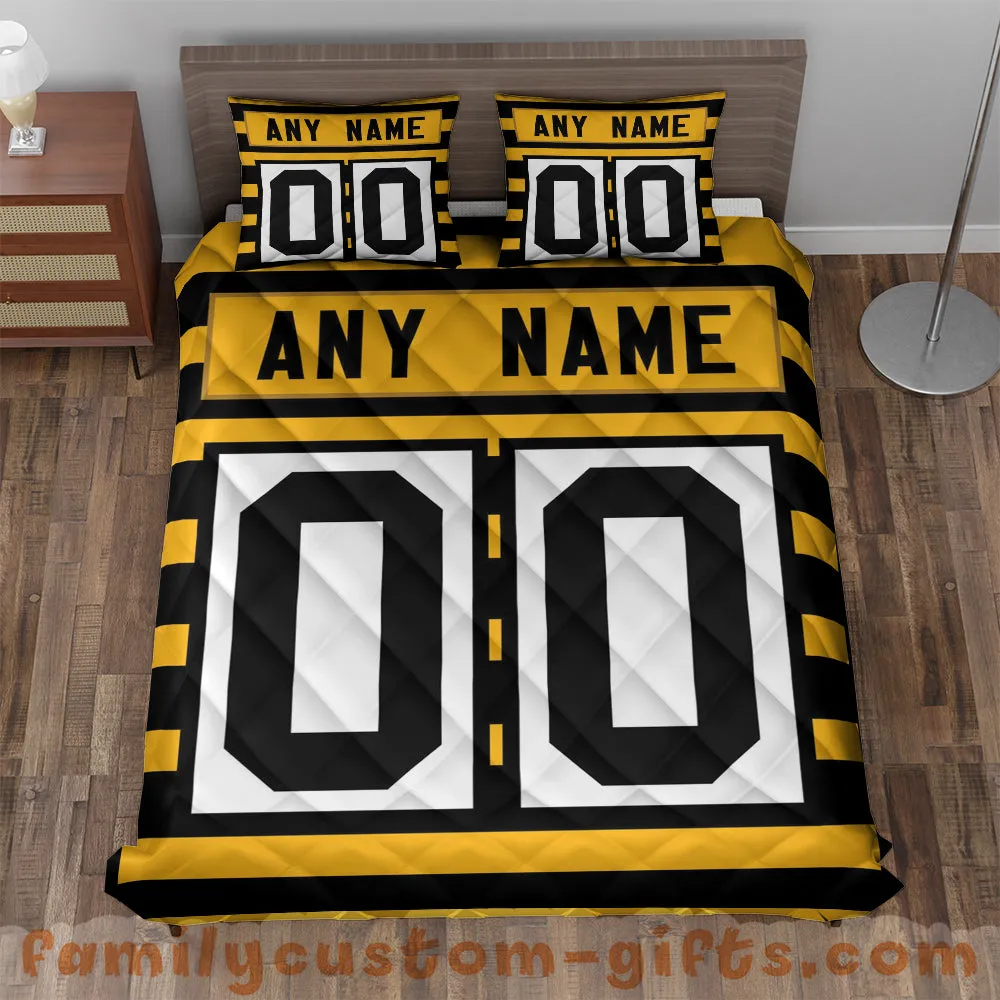 Custom Quilt Sets Pittsburgh Jersey Personalized Football Premium Quilt Bedding for Men Women