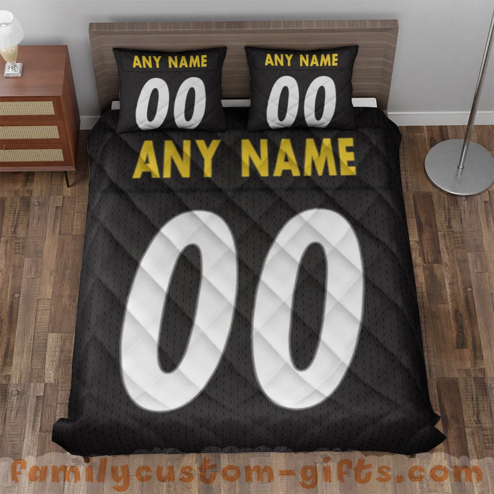 Custom Quilt Sets Pittsburgh Jersey Personalized Football Premium Quilt Bedding for Men Women