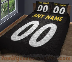 Custom Quilt Sets Pittsburgh Jersey Personalized Football Premium Quilt Bedding for Men Women