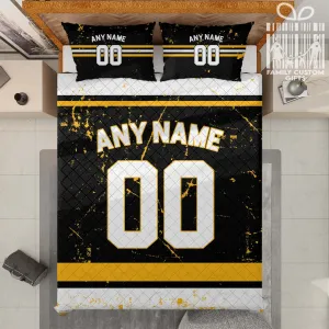 Custom Quilt Sets Pittsburgh Jersey Personalized Ice hockey Premium Quilt Bedding for Men Women