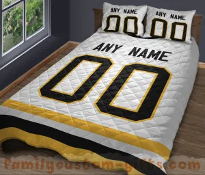 Custom Quilt Sets Pittsburgh Jersey Personalized Ice hockey Premium Quilt Bedding for Men Women