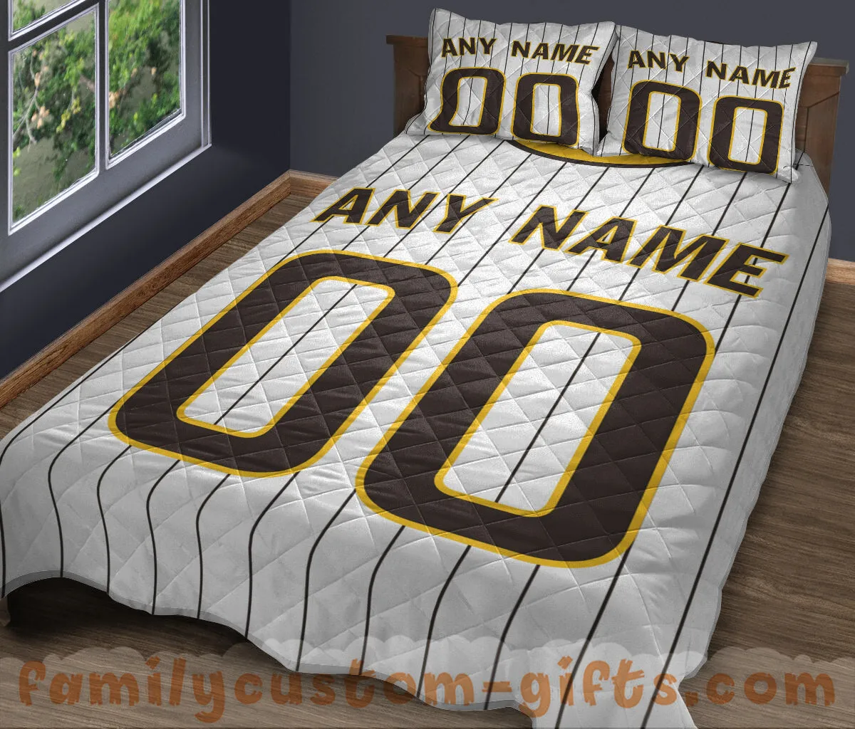 Custom Quilt Sets San Diego Jersey Personalized Baseball Premium Quilt Bedding for Men Women